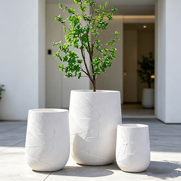HF2407 & HF2405 Textured Fiberglass Planter Sets