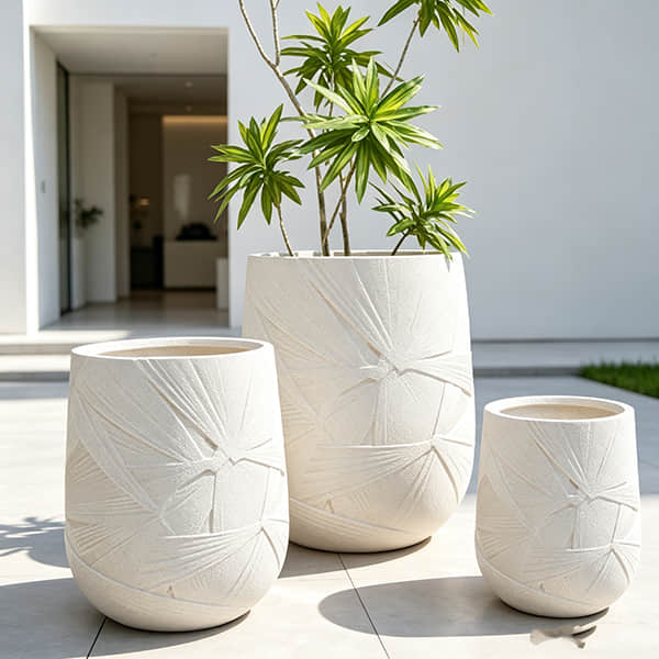 HF2407 & HF2405 Textured Fiberglass Planter Sets