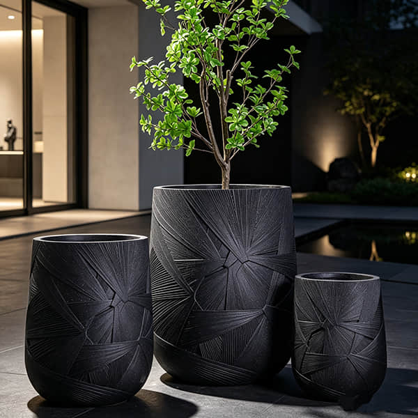 HF2407 & HF2405 Textured Fiberglass Planter Sets