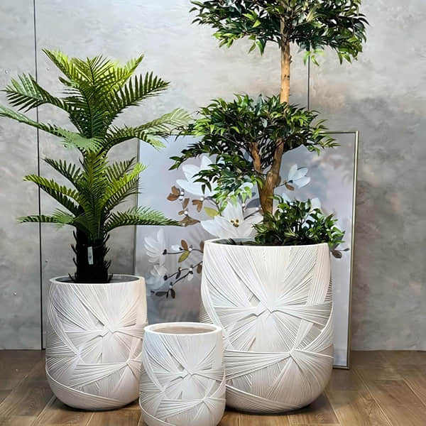 HF2407 & HF2405 Textured Fiberglass Planter Sets