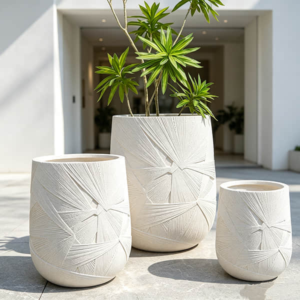 HF2407 & HF2405 Textured Fiberglass Planter Sets